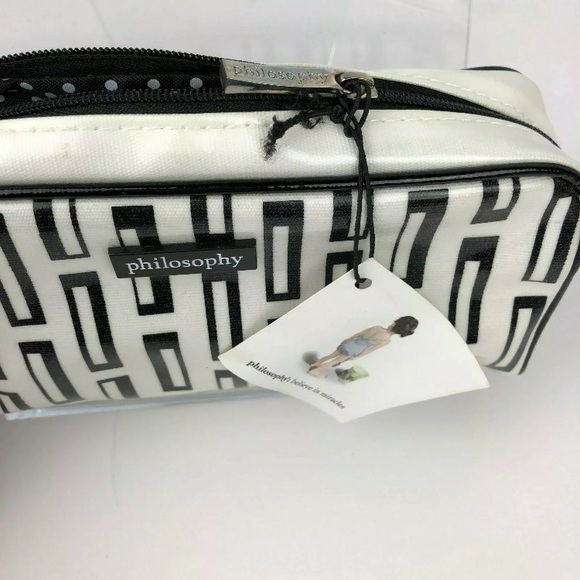 NWT PHILOSOPHY Cosmetic/Accessory Case Vinyl b&w - Picture 3 of 4